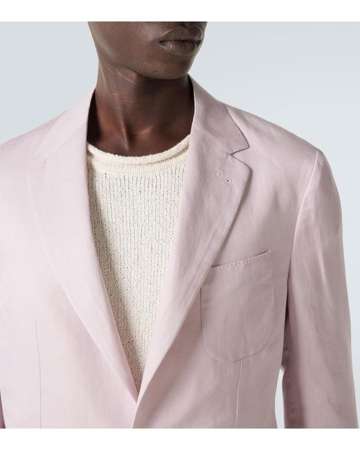 Canali Pink Linen And Silk Blazer for men
