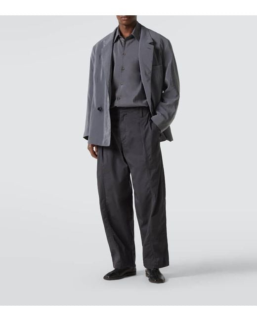 Lemaire Hose Maxi Pleated Aus Baumwoll-Twill in Gray für Herren