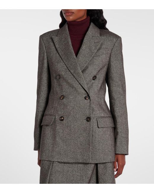 Brunello Cucinelli Gray Wool And Linen-Blend Blazer