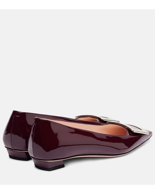 Roger Vivier Red Belle Vivier Patent Leather Ballet Flats