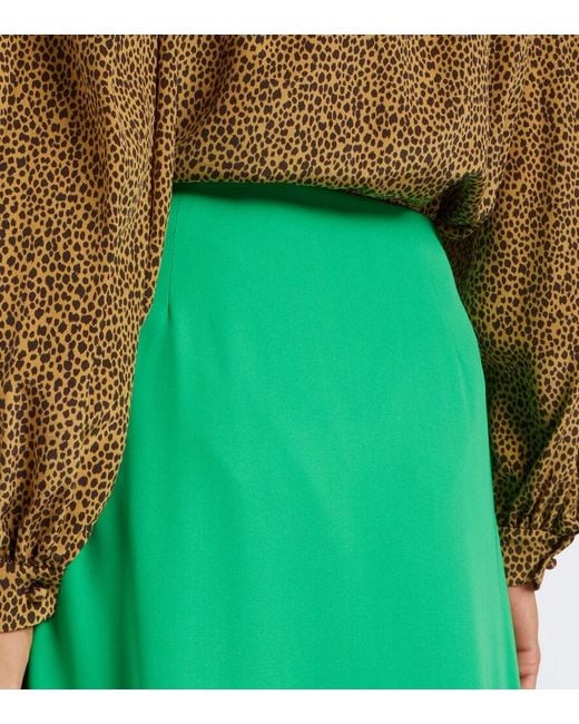 Valentino Green Silk Georgette Midi Skirt