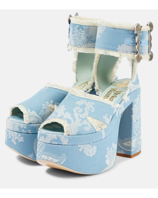 Vivienne Westwood Blue Olde London Jacquard Platform Sandals