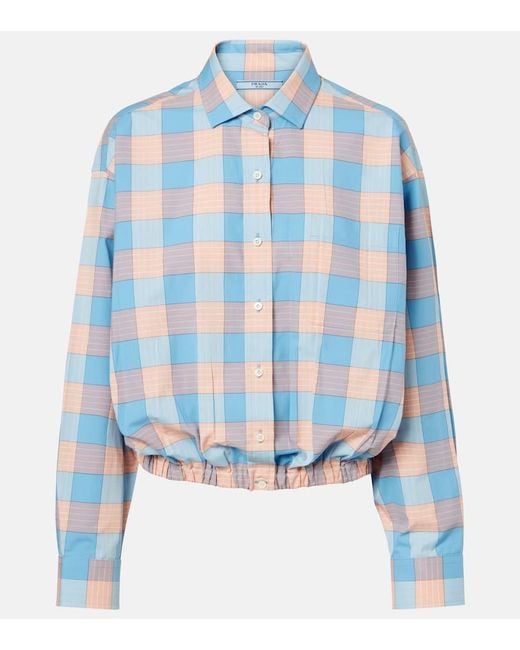 Chemise En Coton A Carreaux Prada en coloris Blue