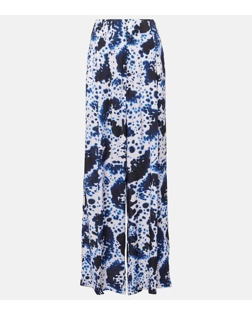 Pantaloni A Gamba Larga E Vita Alta di Dries Van Noten in Blue