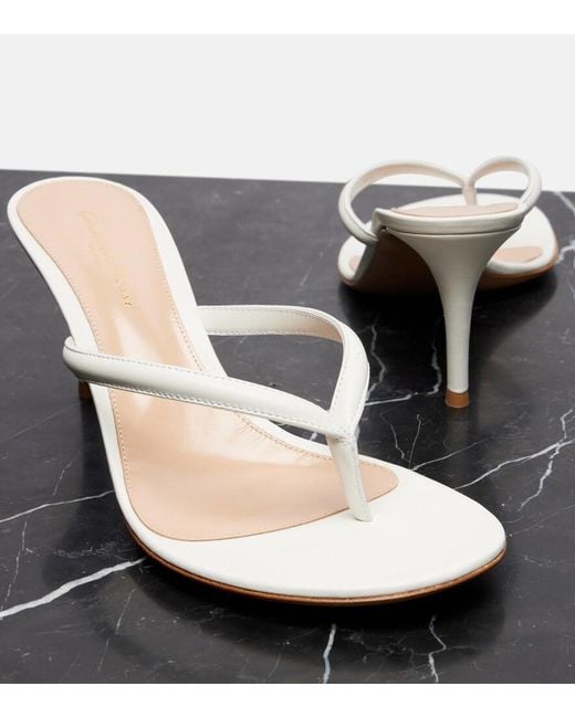Gianvito Rossi White Calypso 70 Leather Thong Sandals