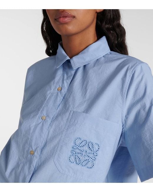 Camisa cropped Paula's Ibiza con anagrama Loewe de color Blue