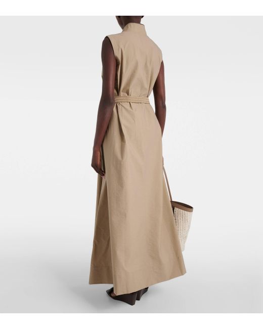 Brunello Cucinelli Natural Cotton-blend Maxi Dress