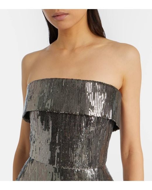 Elie Saab Black Sequined Strapless Bustier Gown