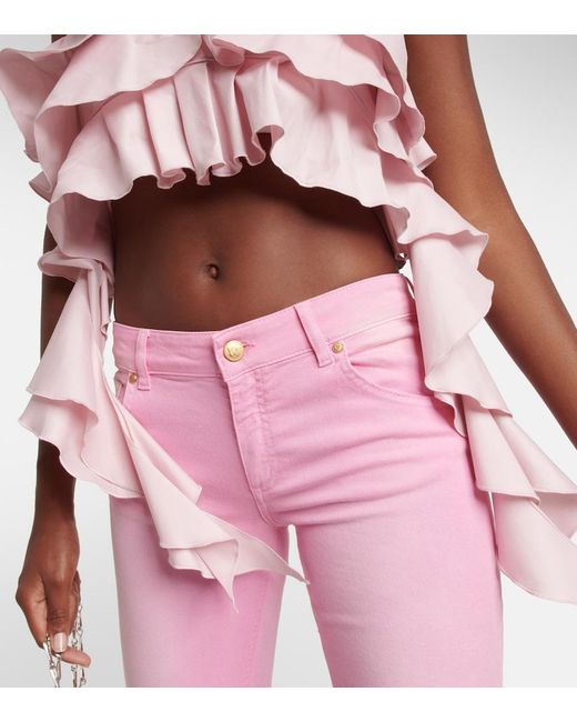 Blumarine Pink Ruffled Halterneck Crop Top