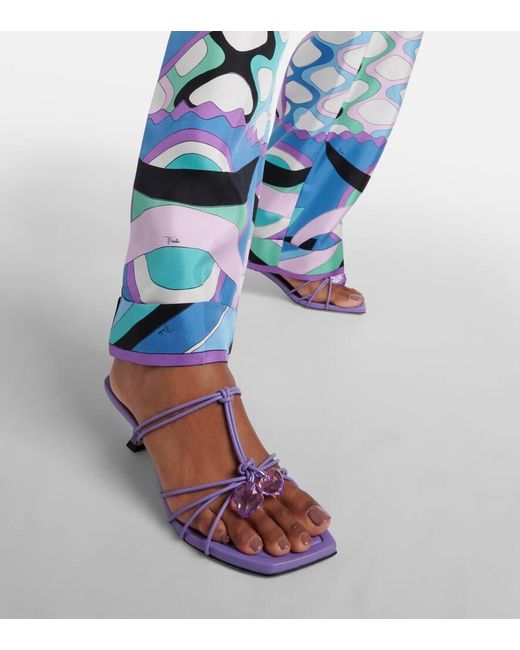 Jimmy Choo Purple Verzierte Sandalen Jemma 50 aus Leder