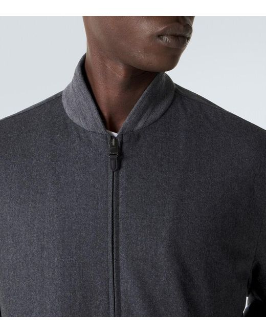 Canali Gray Wool Bomber Jacket for men