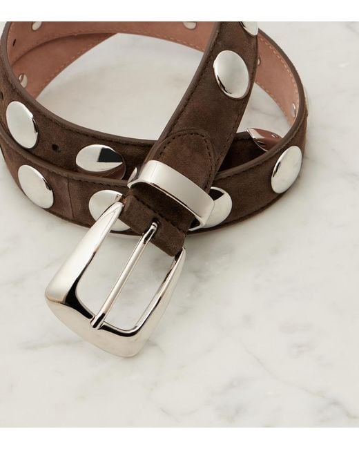 Khaite Brown Benny Studded Leather Belt