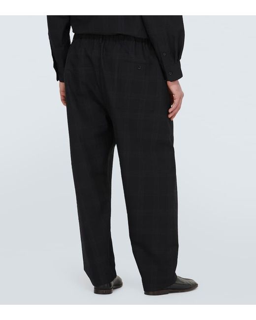 Pantalones de sirsaca de algodon a cuadros Lemaire de hombre de color Black