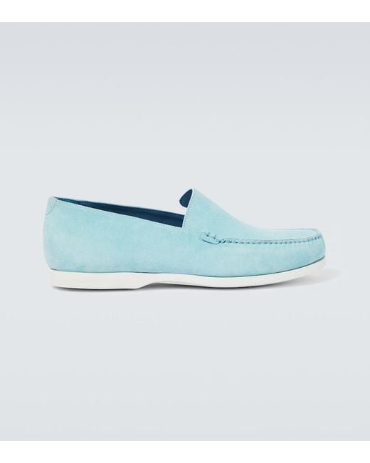Manolo Blahnik Blue Monaco Suede Loafers for men