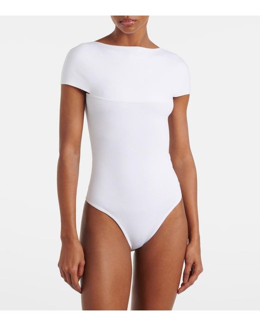 Khaite White Basile Jersey Bodysuit