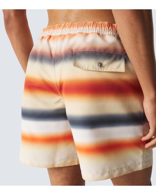 Loewe Orange Paula's Ibiza Striped Swim Trunks for men