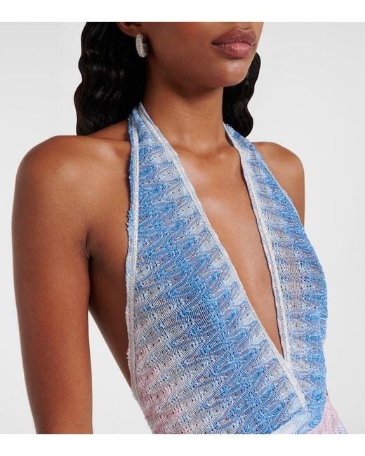 Missoni Blue Zigzag Ombre Lame Romper