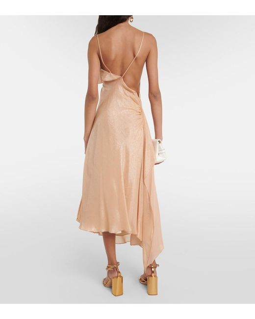 Victoria Beckham Natural Bias Cami Lurex Twill Slip Dress