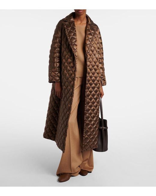 Max Mara Brown Cube Spaces Belted Down Coat