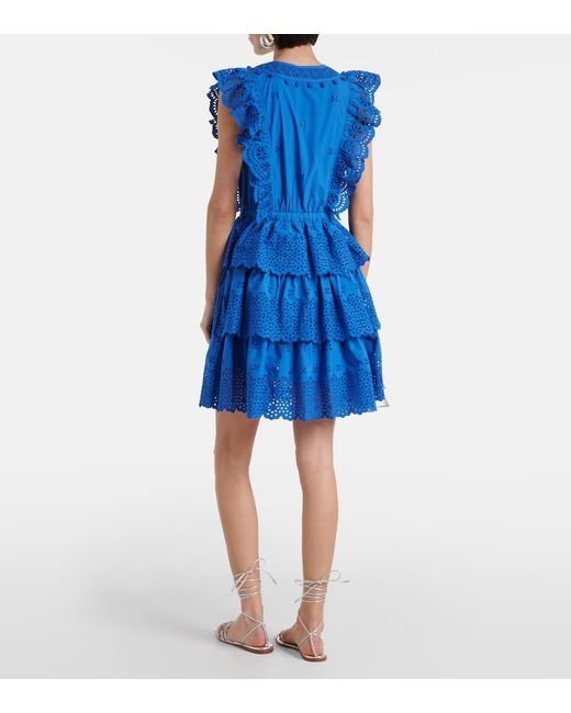 Ulla Johnson Blue Lilith Broderie Anglaise Cotton Minidress