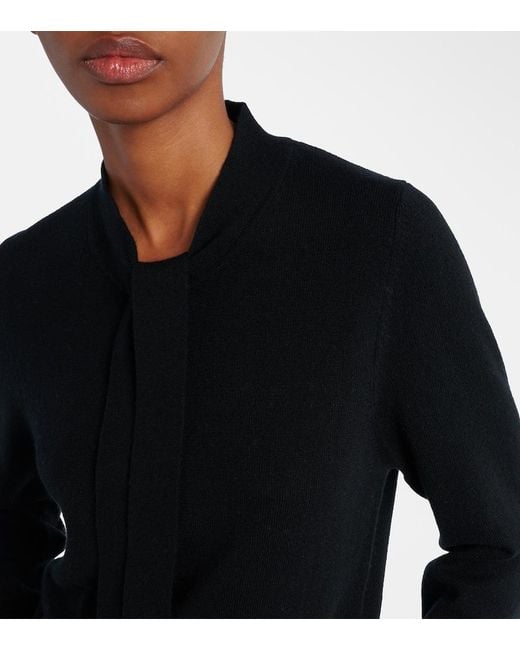 Jardin Des Orangers Blue Tie-Neck Wool And Cashmere Sweater
