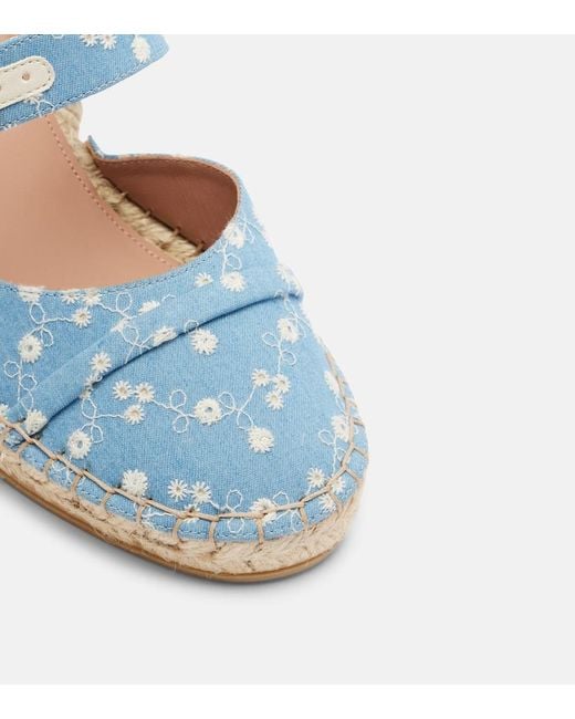 Malone Souliers Blue Farah Denim Espadrille Wedges