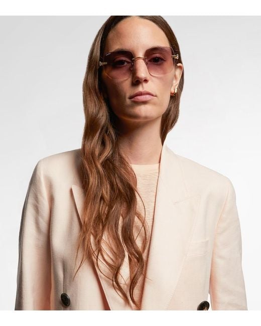 Cartier Pink Panthere De Cartier Square Sunglasses