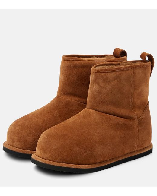 AMINA MUADDI Brown Heidi Shearling-Lined Suede Ankle Boots
