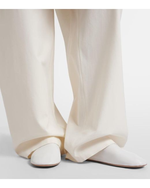 The Row White Casa Leather Slippers
