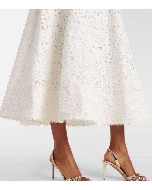 Rebecca Vallance White Bridal Nuvola Embroidered Midi Dress