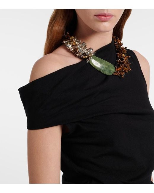 Dries Van Noten Black Asymmetric Cotton Top
