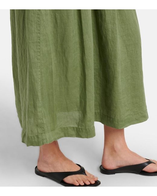 Velvet Green Linda Linen Midi Skirt