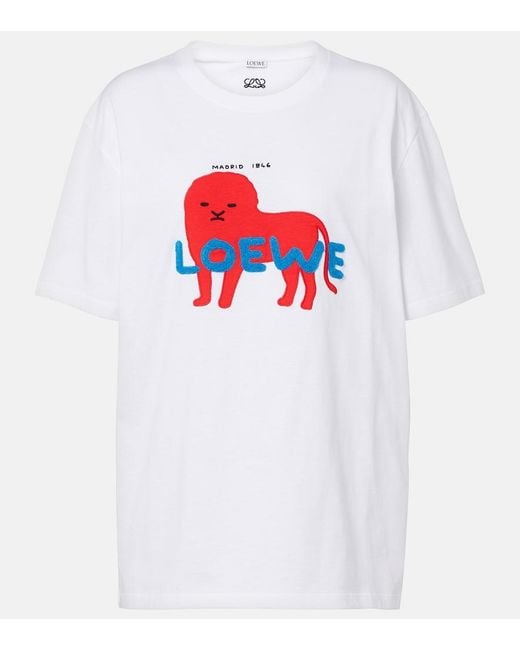 Loewe White Logo Cotton Jersey T-Shirt