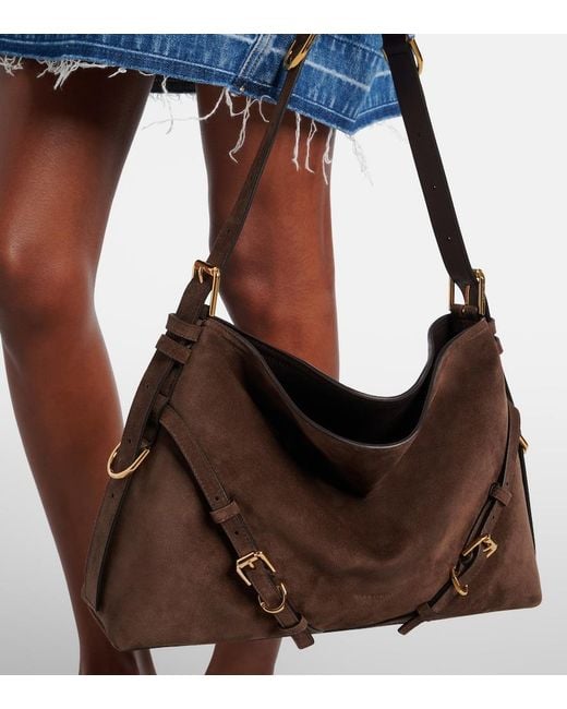Givenchy Brown Voyou Medium Suede Shoulder Bag