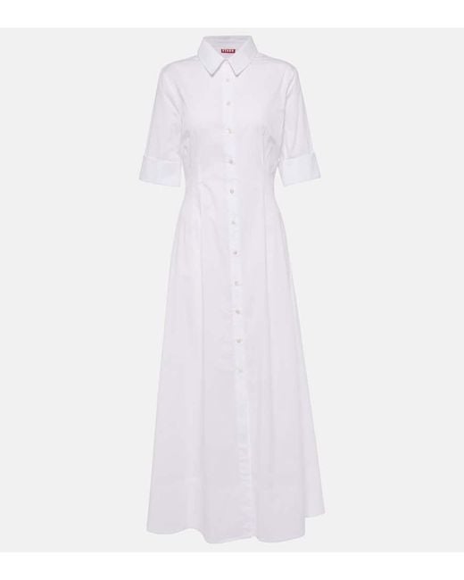 Vestido camisero Joan de popelin de algodon Staud de color White