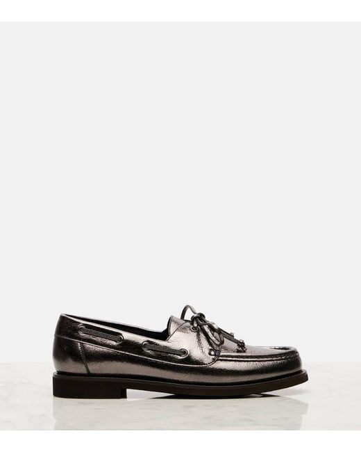 Brunello Cucinelli Black Bootsschuhe Monili Aus Metallic-Leder