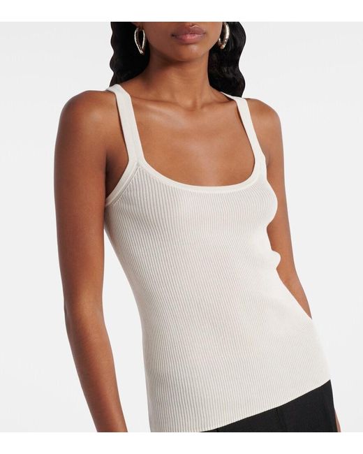 Max Mara White Helier Ribbed-Knit Cotton-Blend Tank Top