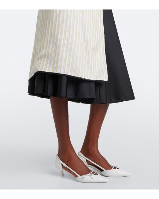 Prada Natural Embroidered Striped Wrap Skirt