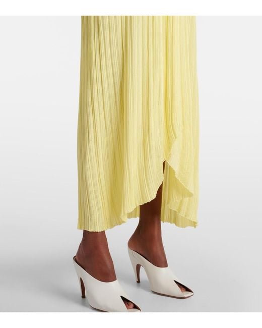 Alaïa Yellow Pleated Bustier Dress