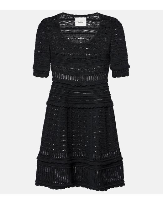 Isabel Marant Black Abril Knitted Cotton Minidress