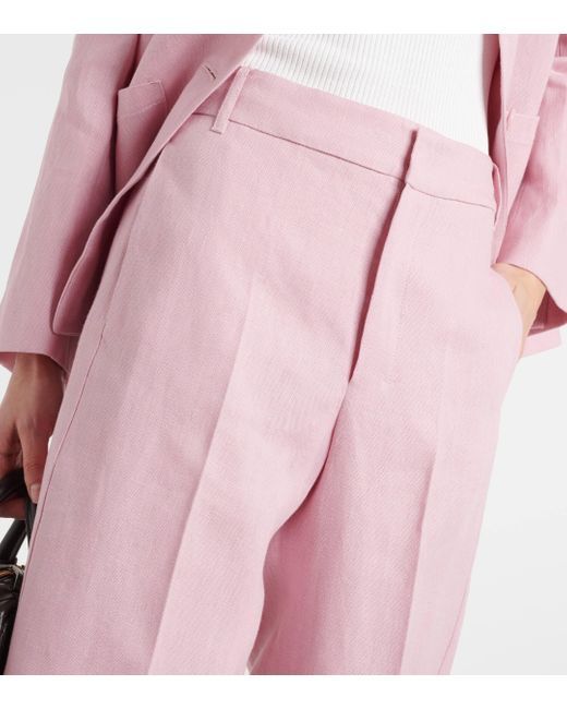 Pantalon droit Salix en lin Max Mara en coloris Pink