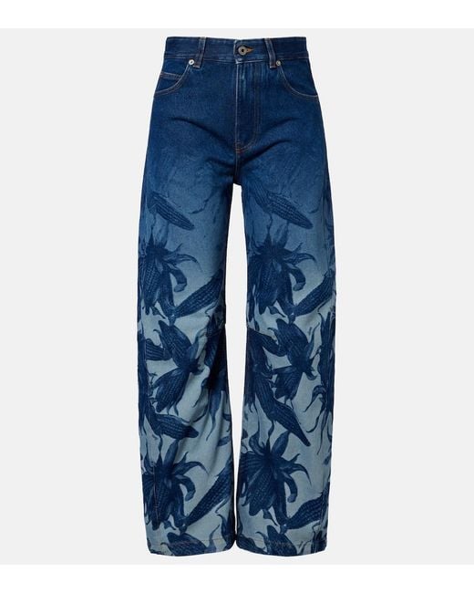 Loewe Blue Paula's Ibiza Printed Barrel-Leg Jeans