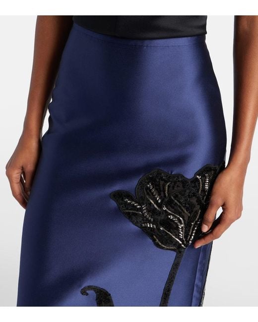 Erdem Blue Bleistiftrock Aus Twill Mit Pailletten