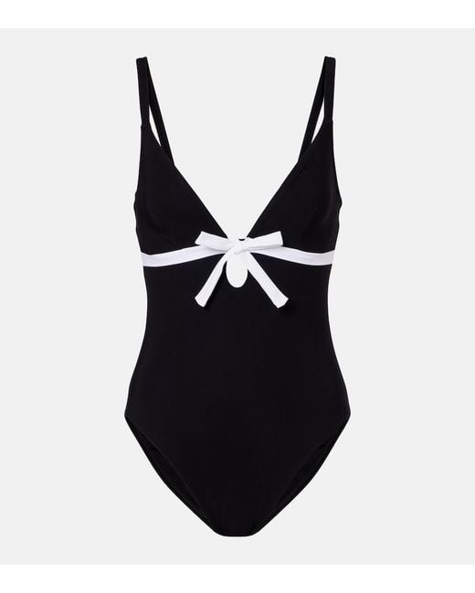 Karla Colletto Black Lenora Bow-Detail Swimsuit