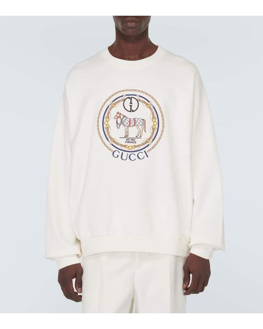 Gucci Besticktes Sweatshirt GG aus Baumwoll-Jersey in White für Herren
