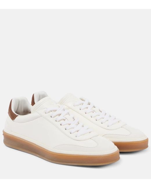 Loro Piana White Tennis Walk Suede-trimmed Leather Sneakers