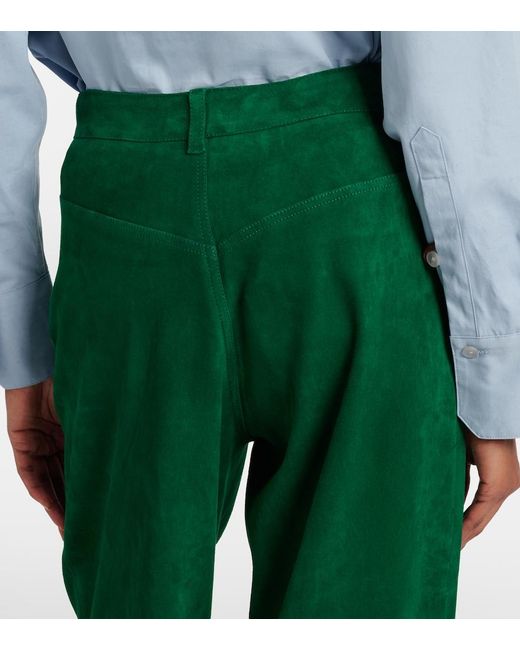 Stouls Green Mytheo Suede Wide-Leg Pants