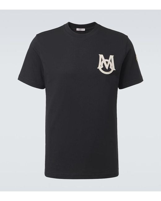 Moncler Black Logo Cotton Jersey T-Shirt for men