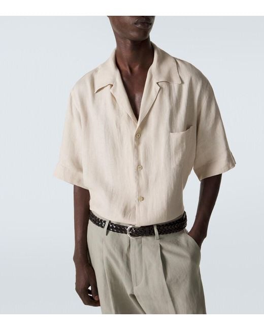 Kiton Natural Linen Bowling Shirt for men