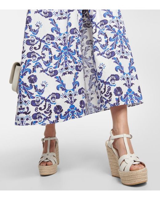 Emilia Wickstead Blue Elowen Printed Cotton Maxi Dress